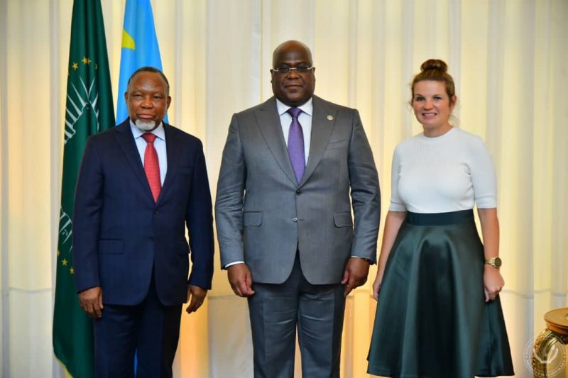 Ivanhoe Mines - (Left to right): President Kgalema Motlanthe, Former President of South Africa and an Ivanhoe Mines Independent Director; Félix Tshisekedi, President of the Democratic Republic of the Congo; Marna Cloete, Ivanhoe President and CFO.