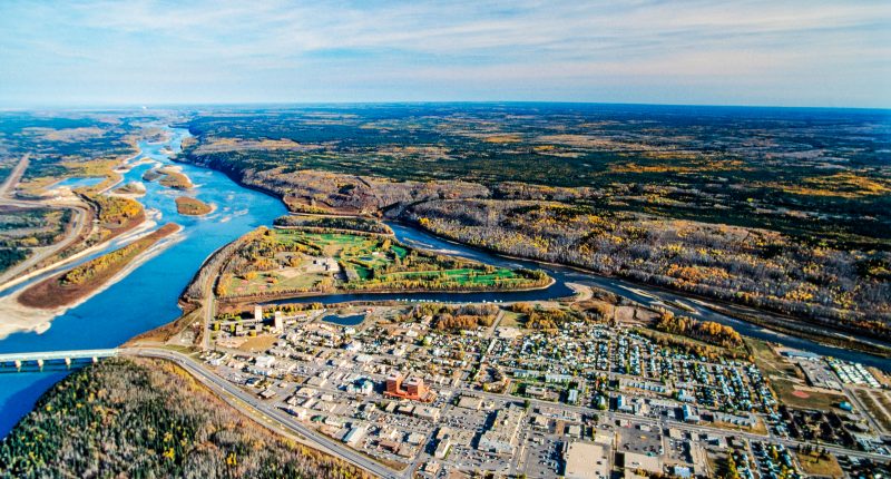 The city of Fort McMurray, Alberta which belongs to the RMWB.