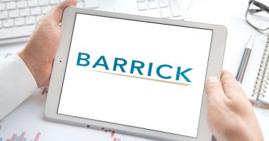 Barrick Gold logo on a tablet device