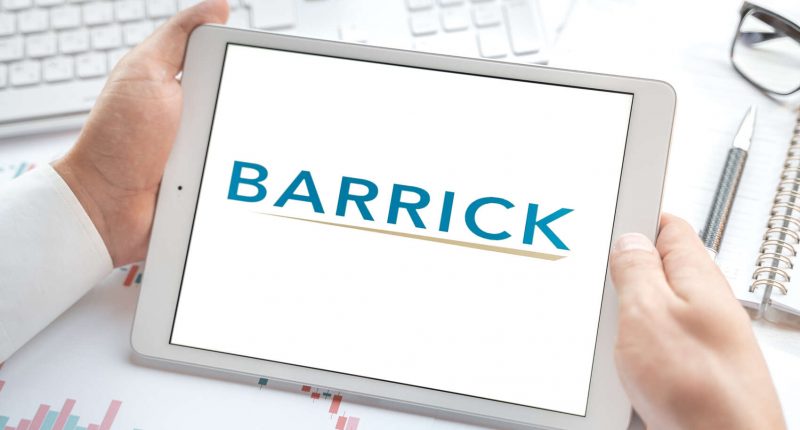 Barrick Gold logo on a tablet device