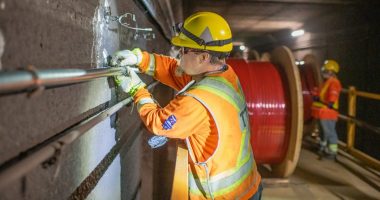 TTC electrician working on Rogers network installation