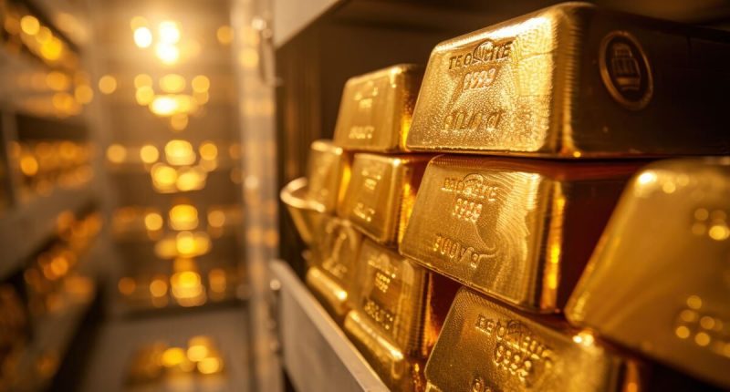 Gold bars in a central bank vault