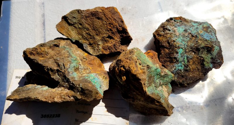 Copper and gold mineralization from Cascadia Minerals' Catch property in the Yukon