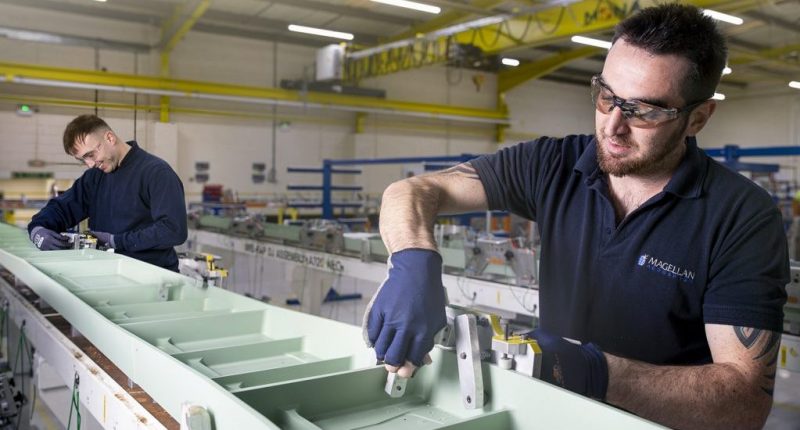 Magellan Aerospace workers at a facility in the United Kingdom