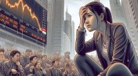 AI image representing the TSX falling while people lose their jobs,