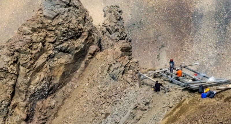 Miners preparing for drilling in the Yukon