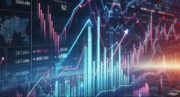 Stock market bar and line charts and graphs.