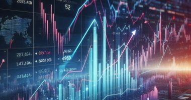 Stock market bar and line charts and graphs.