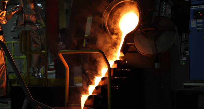 The first gold pour at the Côté mine in Sudbury, Ontario.