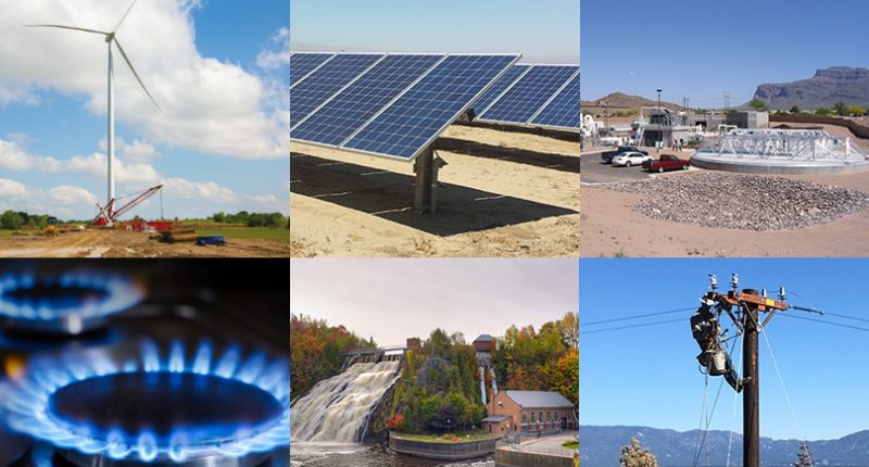 Various utilities from wind, solar, and natural gas power.