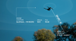 Illustration of SPARC AI technology used in a drone to determine the location of a distant object.