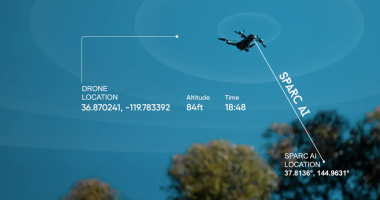 Illustration of SPARC AI technology used in a drone to determine the location of a distant object.