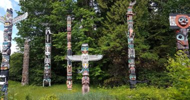 Totem poles in Stanley Park, Vancouver.