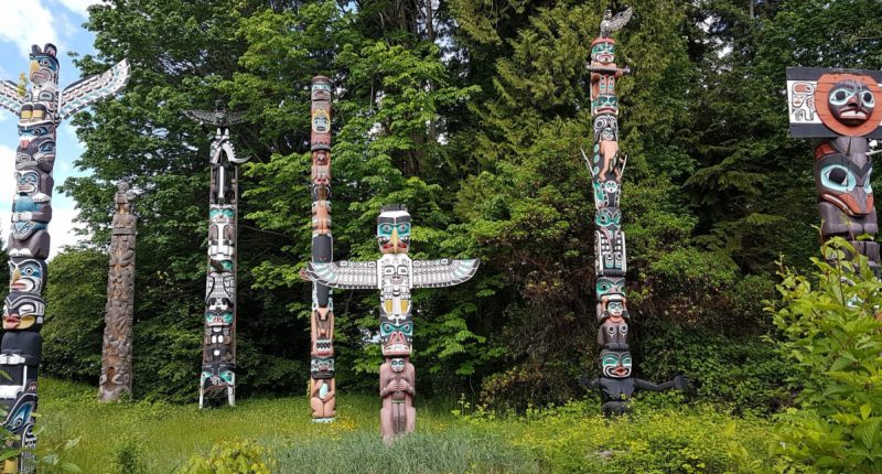 Totem poles in Stanley Park, Vancouver.