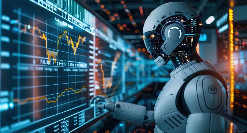 AI generated image of AI algorithms analyzing stock market data .