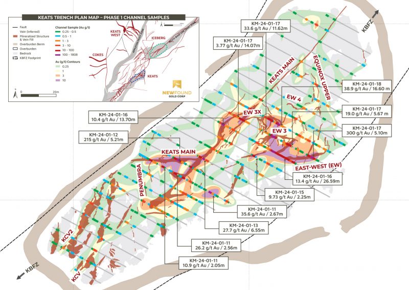 Map of New Found Gold Corp. Queensway Project.