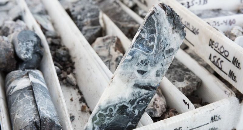 Core samples from the San Martin gold and silver mine in Mexico