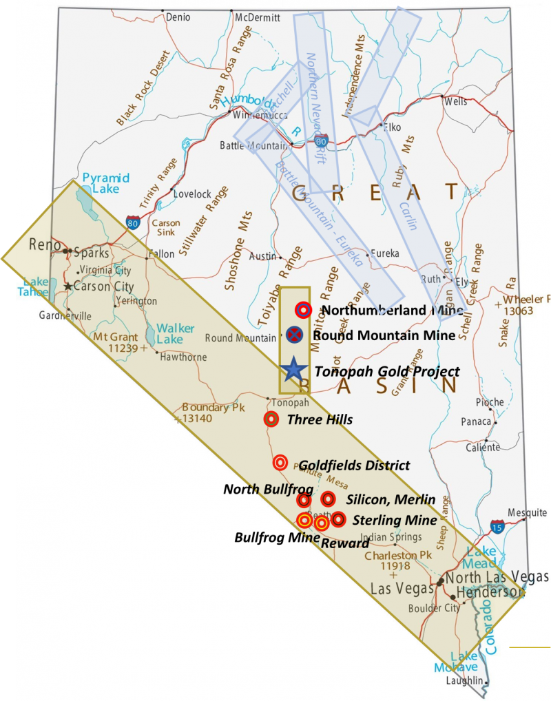 Viva Gold project map in Nevada.