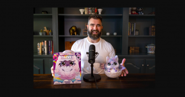 Jason Kelce and the Hatchimals Alive Mystery Hatch toy