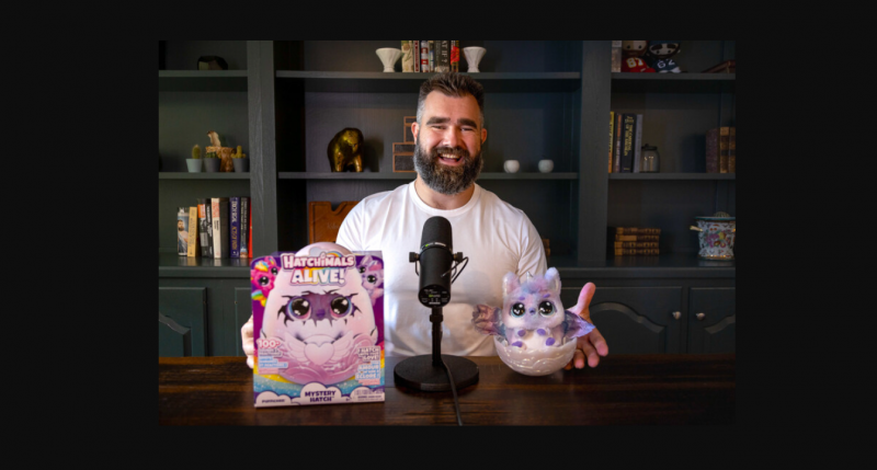 Jason Kelce and the Hatchimals Alive Mystery Hatch toy