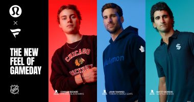 Connor Bedard, John Tavares and Matty Beniers model Lululemon's new Fanatics partnered NHL apparel.