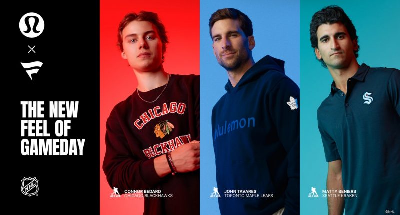 Connor Bedard, John Tavares and Matty Beniers model Lululemon's new Fanatics partnered NHL apparel.