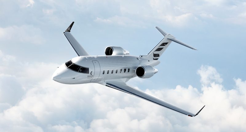 Bombardier's Challenger 650 aircraft sporting the company's new brand design