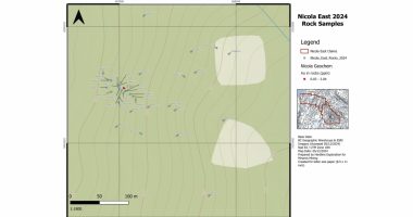 Nicola East rock samples map via Carlyle Commodities Corp.