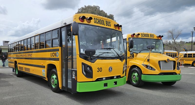 LionC and LionD zero emission school buses in California's Vacaville Unified School District