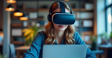 Businesswoman in an immersive meeting