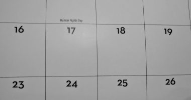 Image of a calendar the week of the 16th to 19th