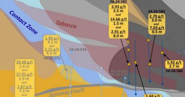 (Fenlon Gold Project Plan view 2024 drilling. Source: Wallbridge Mining Corp.)