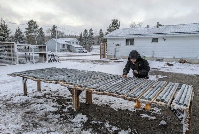 Drill core under snow at the Ishkõday project in Ontario