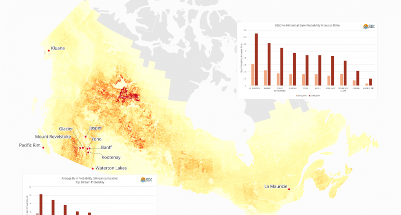 Top Ten Popular Canadian National Parks At Risk of Wildfires. Source: AISIX Solutions Inc.