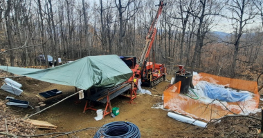 Cortech CSD1300 diamond drill rig on site at Timok East preparing to drill hole BP001