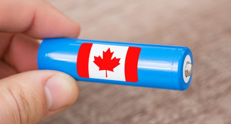 Lithium battery with Canadian flag