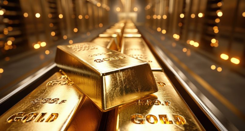 Gold bars in a vault