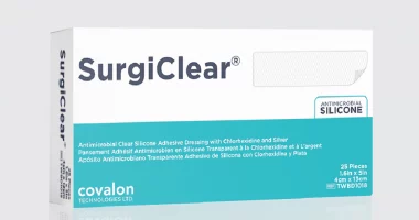 SurgiClear antimicrobial clear silicone adhesive dressing with chlorhexidine and silver