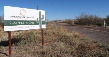 Sign for Arizona Sonoran Copper's Cactus project