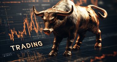 bull against a stock market graph background