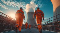 Workers at nuclear power plant. (Source: Adobe Stock. Generated by AI)